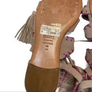 SCHUTZ Women's Willow Gladiator Sandals – Embroidered Suede Straps, Stacked Heel - View #10